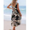 CUPSHE Women’s Swimsuit Coverup Casual Sleeveless Side Split Long Cardigans V Neck Midi Beach Dress(Brown Leaf)