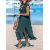CUPSHE Women’s Swimsuit Coverup Casual Sleeveless Side Split Long Cardigans V Neck Midi Beach Dress(Charcoal Blue)