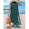 CUPSHE Women’s Swimsuit Coverup Casual Sleeveless Side Split Long Cardigans V Neck Midi Beach Dress(Charcoal Blue)