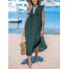 CUPSHE Women’s Swimsuit Coverup Casual Sleeveless Side Split Long Cardigans V Neck Midi Beach Dress(Charcoal Blue)