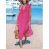 CUPSHE Women’s Swimsuit Coverup Casual Sleeveless Side Split Long Cardigans V Neck Midi Beach Dress(Hot Pink)