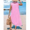CUPSHE Women’s Swimsuit Coverup Casual Sleeveless Side Split Long Cardigans V Neck Midi Beach Dress(Lavender)