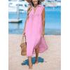 CUPSHE Women’s Swimsuit Coverup Casual Sleeveless Side Split Long Cardigans V Neck Midi Beach Dress(Lavender)