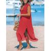 CUPSHE Women’s Swimsuit Coverup Casual Sleeveless Side Split Long Cardigans V Neck Midi Beach Dress(Red)