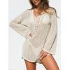 CUPSHE Womens Swimsuit Coverup Crochet Long Sleeve Beach Cover Up Dresses for Summer(Beige)