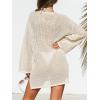 CUPSHE Womens Swimsuit Coverup Crochet Long Sleeve Beach Cover Up Dresses for Summer(Beige)