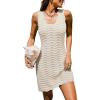 CUPSHE Crochet Swimsuit Coverup for Women Sleeveless Knit Mini Beach Cover Up Dresses for Swimwear(Beige)
