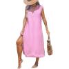CUPSHE Women’s Swimsuit Coverup Casual Sleeveless Side Split Long Cardigans V Neck Midi Beach Dress(Lavender)