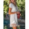 CUPSHE Swimsuit Coverup for Women Short Sleeve V Neck Cotton Beach Bathing Suit Cover Up Dress(White)