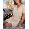 CUPSHE Swimsuit Coverup for Women Waffle Knit V Neck Short Sleeve Bathing Suit Coverup Dress(Neutral)