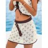 CUPSHE Women Crochet Coverup Skirt Hollow Out Drawstring Knit Mini Skirt Coverup for Swimwear(Beige)