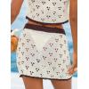 CUPSHE Women Crochet Coverup Skirt Hollow Out Drawstring Knit Mini Skirt Coverup for Swimwear(Beige)