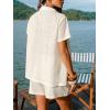 CUPSHE Women Swimsuit Cover Ups Button Down Semi Sheer Beach Shirts Short Sleeve Beach Coverup Shirt(Beige)
