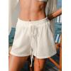 CUPSHE Women Swimsuit Cover Ups Shorts Semi Sheer Summer Casual Shorts High Waist Beach Shorts with Pockets(Beige)