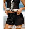 CUPSHE Women’s Cover Up Shorts Crochet Drawstring Waist Beach Shorts Summer Casual Knit Swimsuit Coverups(Black)