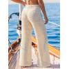 CUPSHE Women’s Crochet Swimsuit Cover Up Pants Drawstring Waist Casual Coverup Beach Pants(Beige)