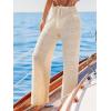 CUPSHE Women’s Crochet Swimsuit Cover Up Pants Drawstring Waist Casual Coverup Beach Pants(Beige)