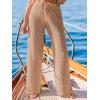 CUPSHE Women’s Crochet Swimsuit Cover Up Pants Drawstring Waist Casual Coverup Beach Pants(Khaki)