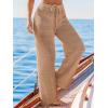 CUPSHE Women’s Crochet Swimsuit Cover Up Pants Drawstring Waist Casual Coverup Beach Pants(Khaki)