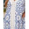 CUPSHE Women’s Lace Bathing Suit Cover Up Sleeveless V-Neck Swimsuit Coverup Ruffle Swimwear Beach Dress(Blue Circle Patterned)