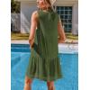 CUPSHE Women’s Lace Bathing Suit Cover Up Sleeveless V-Neck Swimsuit Coverup Ruffle Swimwear Beach Dress(Dark Green)