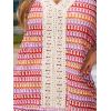 CUPSHE Women’s Lace Bathing Suit Cover Up Sleeveless V-Neck Swimsuit Coverup Ruffle Swimwear Beach Dress(Knit-pink Patterned)