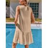 CUPSHE Women’s Lace Bathing Suit Cover Up Sleeveless V-Neck Swimsuit Coverup Ruffle Swimwear Beach Dress(Light Brown)