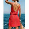 CUPSHE Women’s Swimsuit Cover Up Crochet Sleeveless V Back Mini Beach Cover Up Dress for Swimwear(Red)