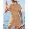 CUPSHE Women’s Swimsuit Cover Up Deep V Neck Crochet Summer Mini Beach Coverup Dress for Swimwear(Dark Khaki)