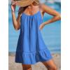 CUPSHE Women’s Swimsuit Cover Up Dress Spaghetti Straps Sleeveless Beach Cover Up Dress(Deep Blue)