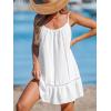 CUPSHE Women’s Swimsuit Cover Up Dress Spaghetti Straps Sleeveless Beach Cover Up Dress(White)
