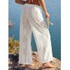 CUPSHE Women’s Swimsuit Cover Up Pants Lightweight Hollow Out Elastic Waist Casual Beach Coverup Pants(White)