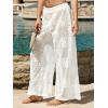 CUPSHE Women’s Swimsuit Cover Up Pants Lightweight Hollow Out Elastic Waist Casual Beach Coverup Pants(White)