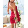 CUPSHE Womens Swimsuit Coverup Crochet Halter Open Back Sleeveless Beach Cover Up Dresses for Swimwear(Red)