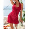 CUPSHE Womens Swimsuit Coverup Crochet Halter Open Back Sleeveless Beach Cover Up Dresses for Swimwear(Red)