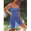 CUPSHE Womens Swimsuit Coverup Crochet Sleeveless V Neck Beach Cover Up Dresses for Swimwear(Blue)