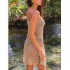 CUPSHE Womens Swimsuit Coverup Crochet Sleeveless V Neck Beach Cover Up Dresses for Swimwear(Brown)
