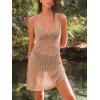 CUPSHE Womens Swimsuit Coverup Crochet Sleeveless V Neck Beach Cover Up Dresses for Swimwear(Brown)