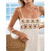 CUPSHE Womens Swimsuit Coverup Smocked Spaghetti Straps Square Neck Mini Beach Cover Up Dresses(Beige)