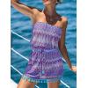 CUPSHE Womens Swimsuit Coverup Strapless Elastic Waist Beach Cover Up Dresses for Swimwear(Purple)