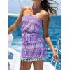 CUPSHE Womens Swimsuit Coverup Strapless Elastic Waist Beach Cover Up Dresses for Swimwear(Purple)