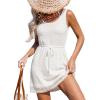 CUPSHE Swimsuit Coverup for Women Waffle Knit Sleeveless Bathing Suit Cover Up Dress for Swimwear(White)