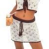 CUPSHE Women Crochet Coverup Skirt Hollow Out Drawstring Knit Mini Skirt Coverup for Swimwear(Beige)
