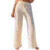 CUPSHE Women’s Crochet Swimsuit Cover Up Pants Drawstring Waist Casual Coverup Beach Pants(Beige)