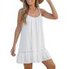CUPSHE Women’s Swimsuit Cover Up Dress Spaghetti Straps Sleeveless Beach Cover Up Dress(White)
