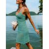 CUPSHE Crochet Swimsuit Coverup for Women Sleeveless Spaghetti Straps Mini Beach Coverup Dresses(Green)