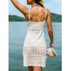 CUPSHE Crochet Swimsuit Coverup for Women Sleeveless Spaghetti Straps Mini Beach Coverup Dresses(White)