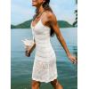 CUPSHE Crochet Swimsuit Coverup for Women Sleeveless Spaghetti Straps Mini Beach Coverup Dresses(White)