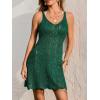 CUPSHE Crochet Swimsuit Coverup for Women Sleeveless V Neck Hollow Out Beach Cover Up Dresses for Swimwear(Green)