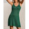 CUPSHE Crochet Swimsuit Coverup for Women Sleeveless V Neck Hollow Out Beach Cover Up Dresses for Swimwear(Green)